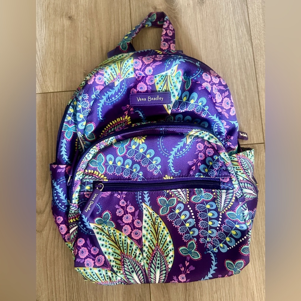 Vera Bradley Purple and Green Patterned Backpack
